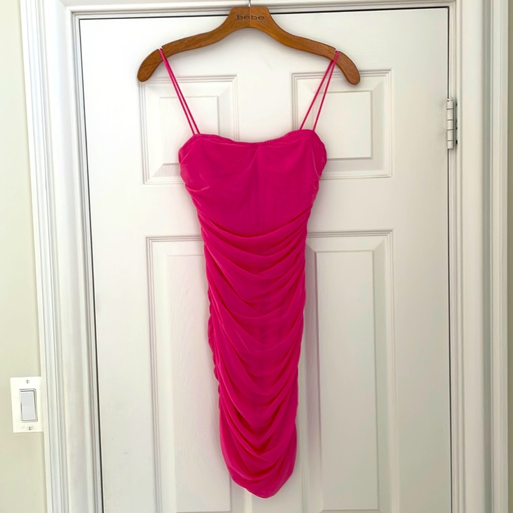 Ruched hot pink dress